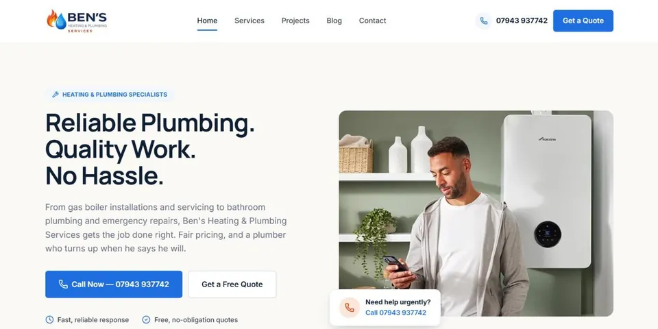 Ben's Heating & Plumbing website